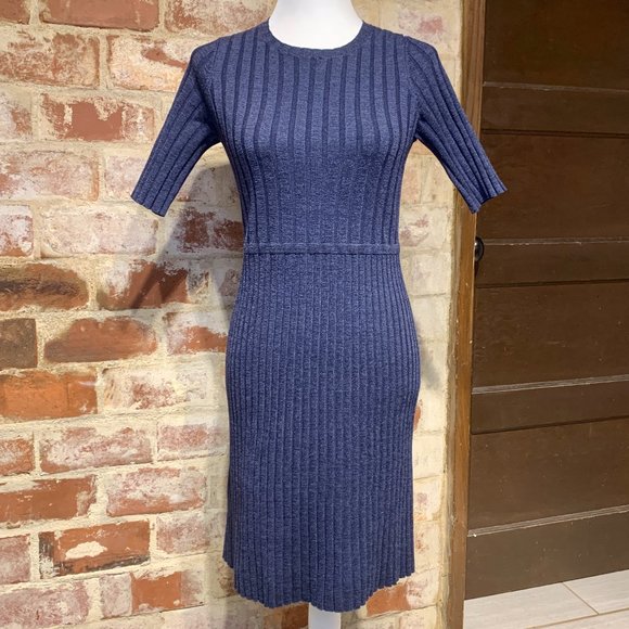 Ann Taylor Dresses & Skirts - Ann Taylor navy ribbed sweater dress I Size Small
